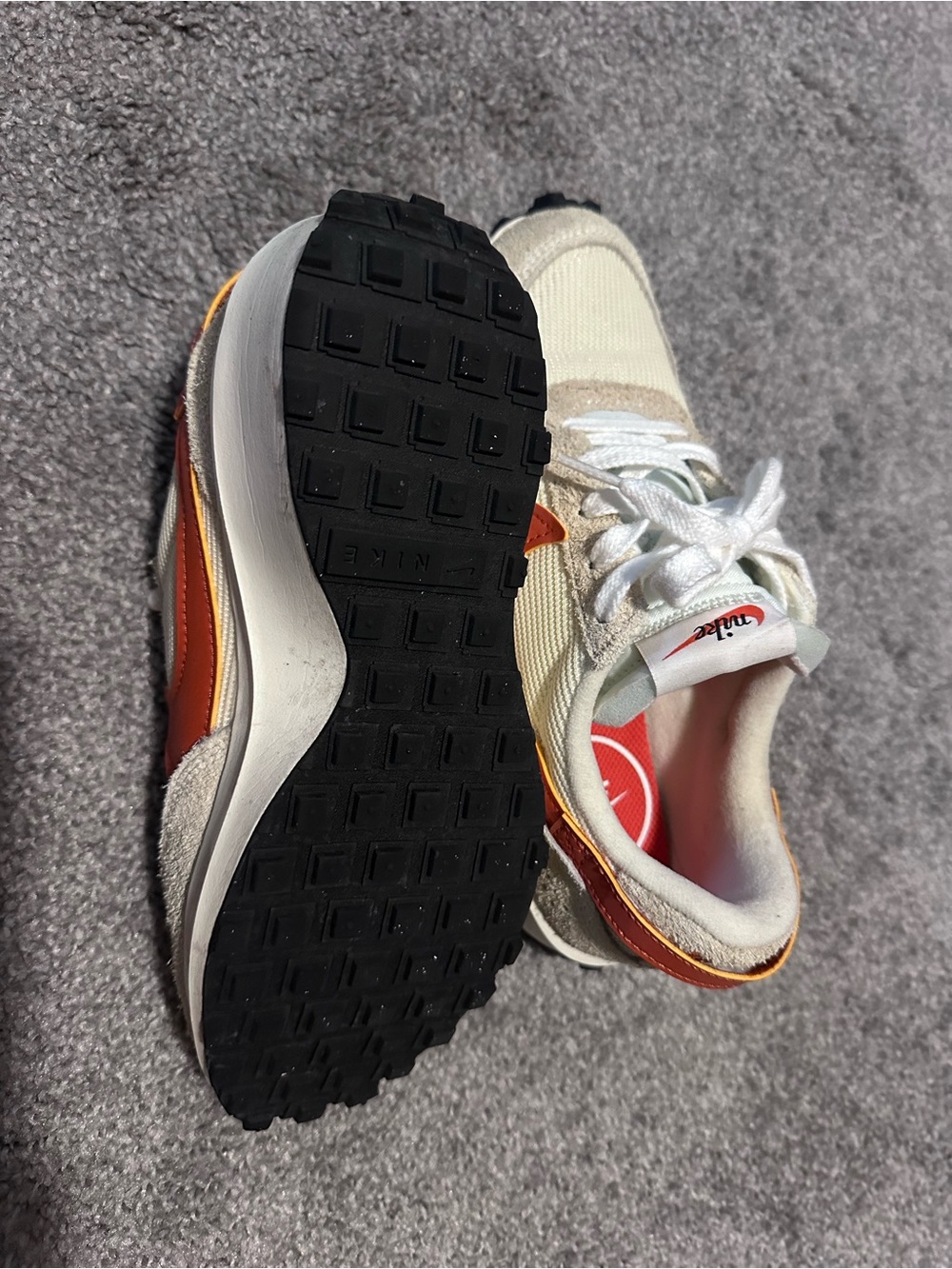 Nike Women’s Sneaker in Cream with Orange Swoosh - Picture 6 of 6
